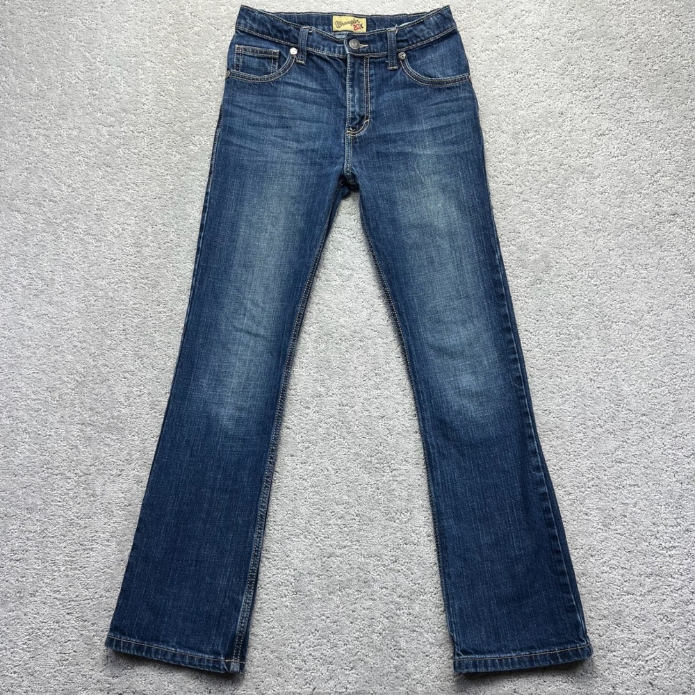 Wrangler 20X Jeans Girls 14 Regular Blue Denim Bootcut Stretch Adjustable Waist